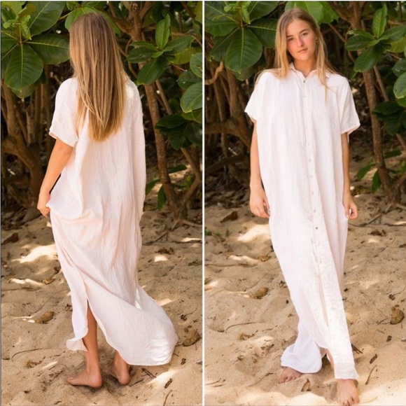 acacia swimwear Dresses Acacia Oahu White Duster Maxi Dress Coverup